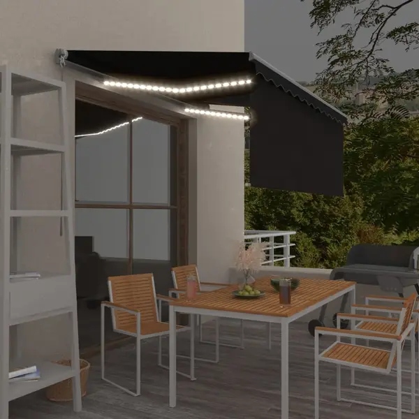 Gossi copertina retractabila manual cu stor&led, antracit, 3,5x2,5 m