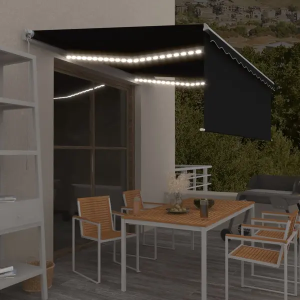 Gossi copertina retractabila manual cu stor&led, antracit, 4,5x3 m