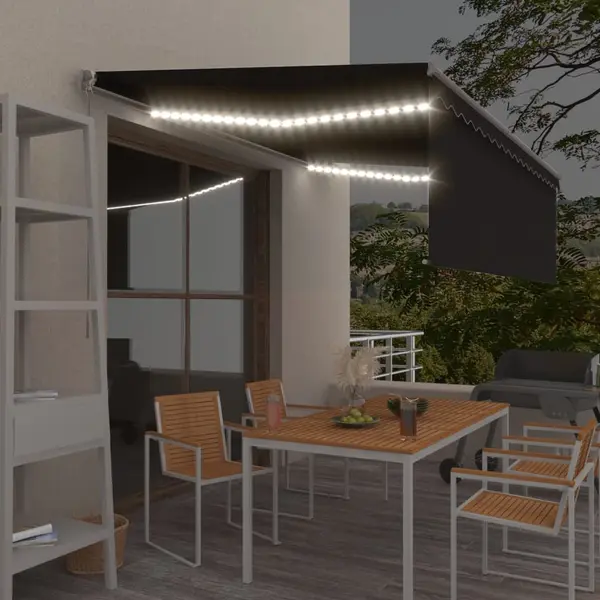 Gossi copertina retractabila manual cu stor&led, antracit, 4,5x3 m