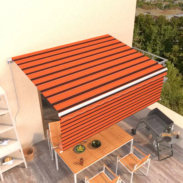 Gossi copertina retractabila manual cu stor, portocaliu&maro, 4,5x3 m