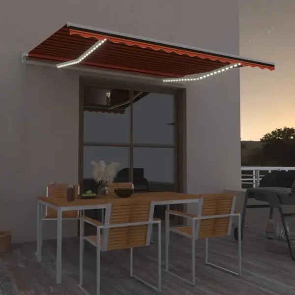 Gossi copertina retractabila manual, led, portocaliu/maro, 400x300 cm