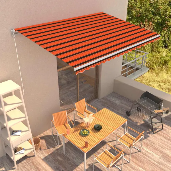 Gossi copertina retractabila manual, portocaliu & maro, 450 x 300 cm
