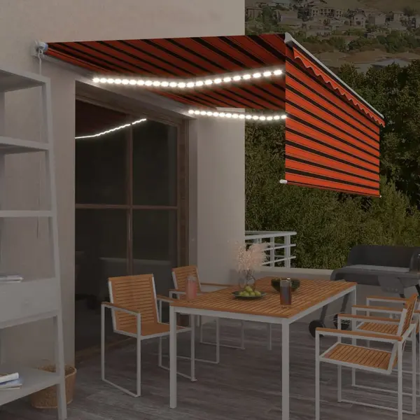Gossi copertina retractabila manual stor&led portocaliu&maro, 4,5x3 m