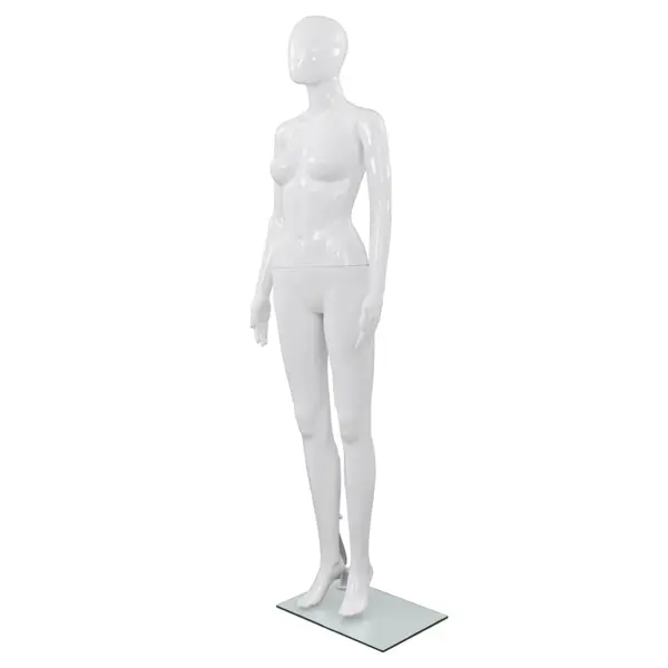 Gossi corp manechin feminin, cu suport din sticla, alb lucios, 175 cm