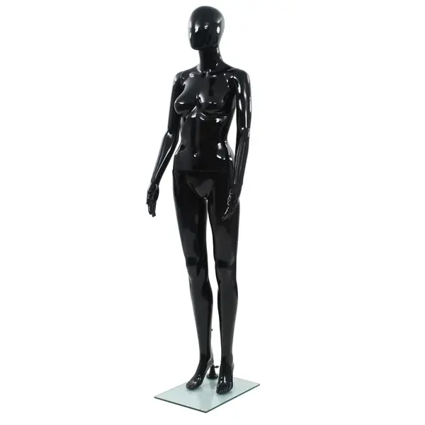 Gossi corp manechin feminin, suport din sticla, negru lucios, 175 cm