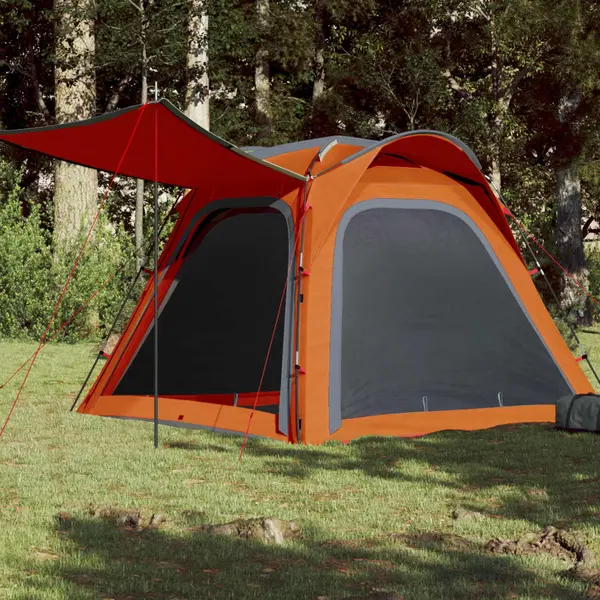 Gossi cort camping, 4 persoane, gri/oranj, impermeabil, setare rapida