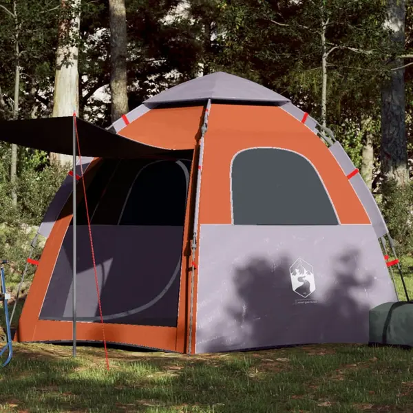 Gossi cort camping cabana 4 persoane gri/portocaliu setare rapida