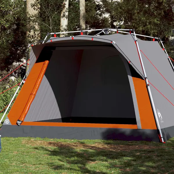 Gossi cort camping cabana 4 persoane gri/portocaliu setare rapida
