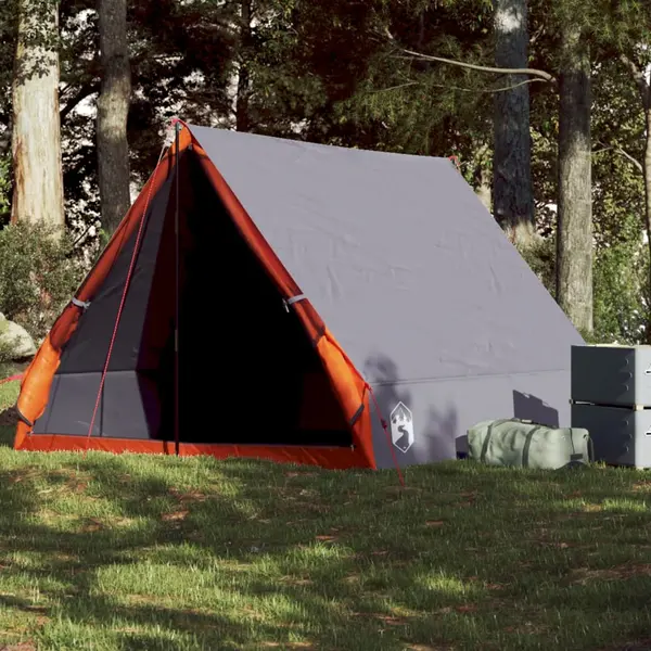 Gossi cort camping cu cadru a 2 persoane, gri, impermeabil