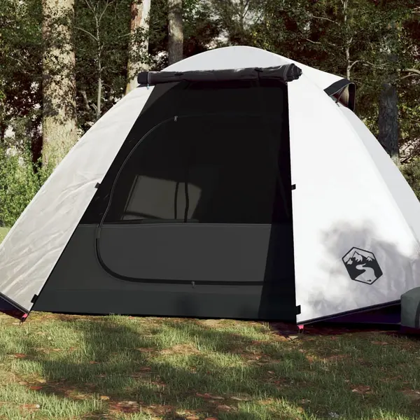 Gossi cort camping cupola 2 persoane alb, tesatura opaca, impermeabil