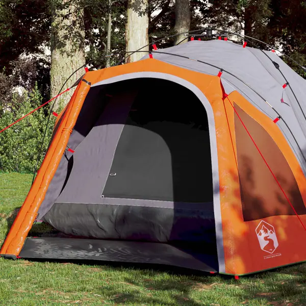 Gossi cort camping cupola 3 persoane, gri/portocaliu, setare rapida