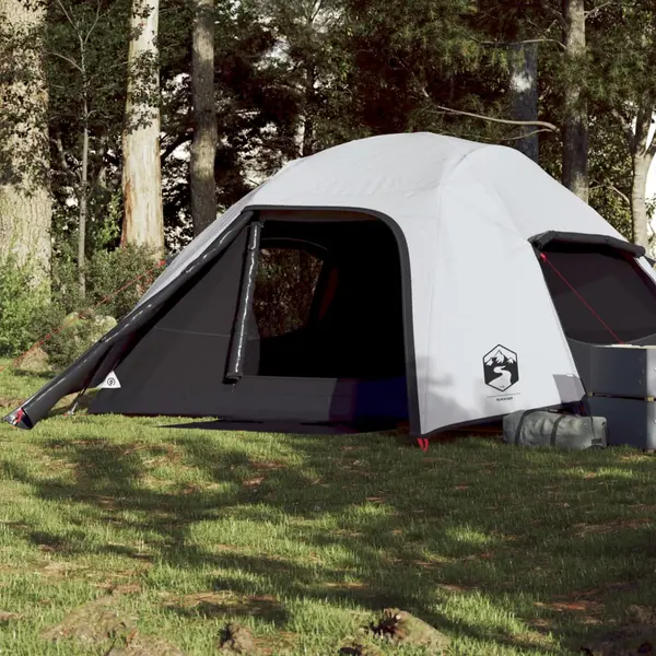 Gossi cort camping cupola 4 persoane alb, tesatura opaca, impermeabil
