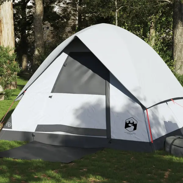 Gossi cort camping cupola 4 persoane alb, tesatura opaca, impermeabil