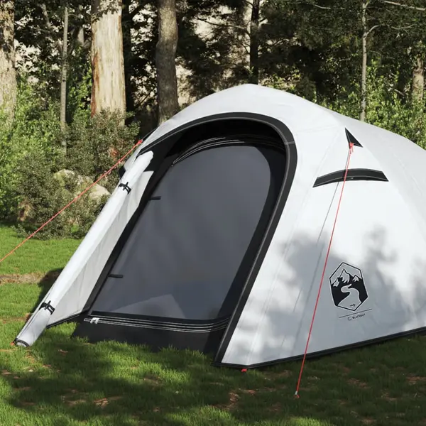 Gossi cort camping tunel 3 persoane, alb, tesatura opaca, impermeabil