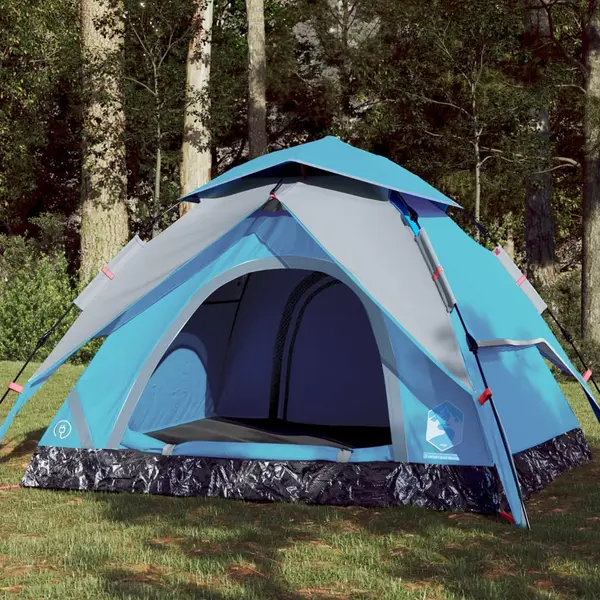 Gossi cort de camping cupola 4 persoane, setare rapida, albastru