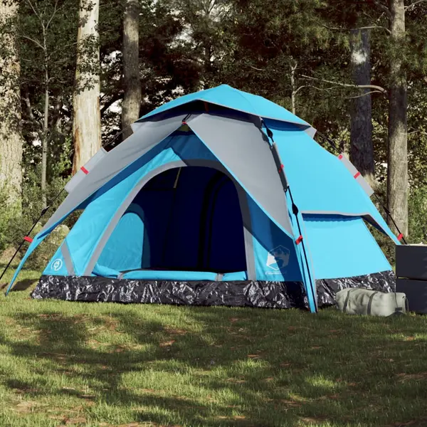 Gossi cort de camping cupola 5 persoane, setare rapida, albastru