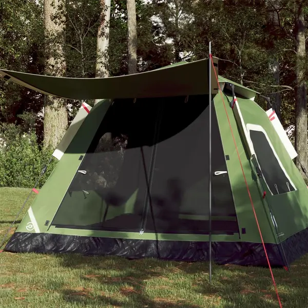 Gossi cort de camping cupola 5 persoane, setare rapida, verde