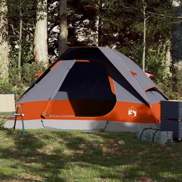 Gossi cort de camping pentru 2 persoane, gri/portocaliu, impermeabil