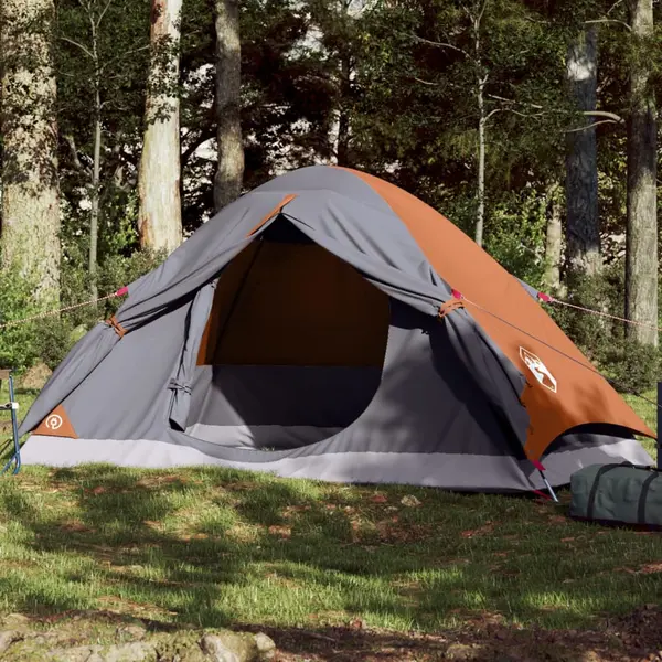 Gossi cort de camping pentru 2 persoane, gri/portocaliu, impermeabil