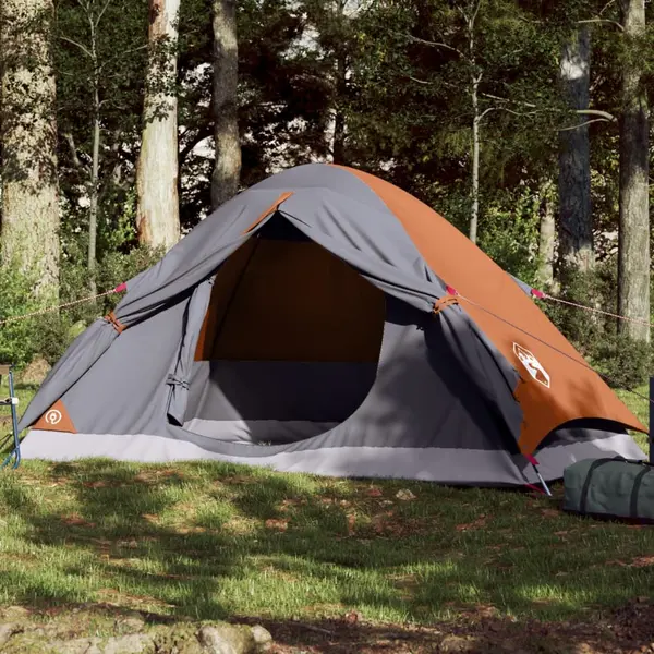 Gossi cort de camping pentru 4 persoane, gri/portocaliu, impermeabil