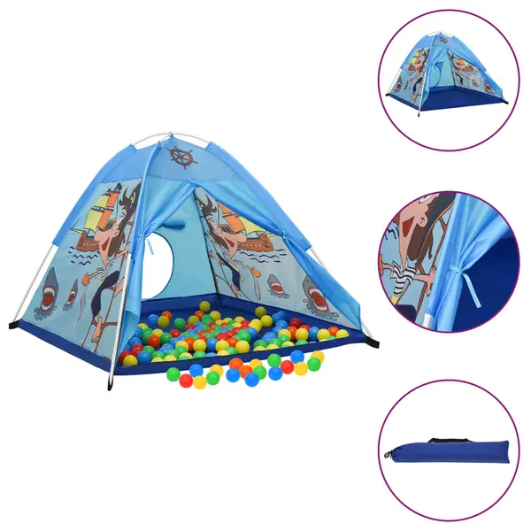 Gossi cort de joaca pentru copii cu 250 bile, albastru, 120x120x90 cm