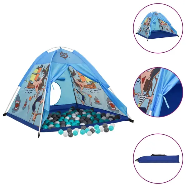 Gossi cort de joaca pentru copii cu 250 bile, albastru, 120x120x90 cm