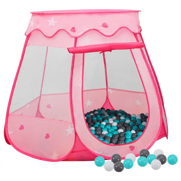 Gossi cort de joaca pentru copii cu 250 bile, roz, 102x102x82 cm