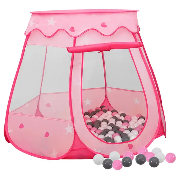 Gossi cort de joaca pentru copii cu 250 bile, roz, 102x102x82 cm