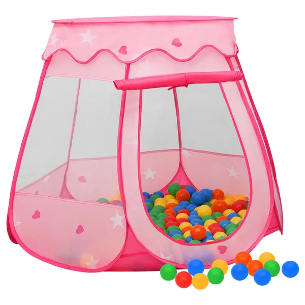 Gossi cort de joaca pentru copii cu 250 bile, roz, 102x102x82 cm