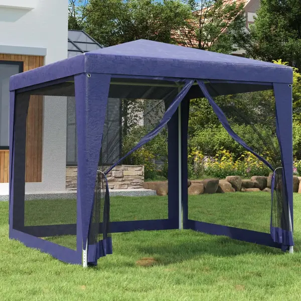 Gossi cort de petrecere, 4 pereti de plasa, albastru, 2,5x2,5 m, hdpe