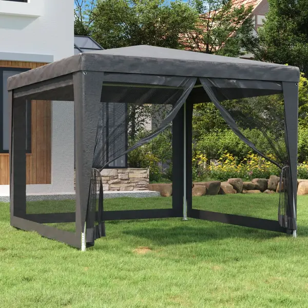 Gossi cort de petrecere cu 4 pereti din plasa, antracit, 3x3 m, hdpe