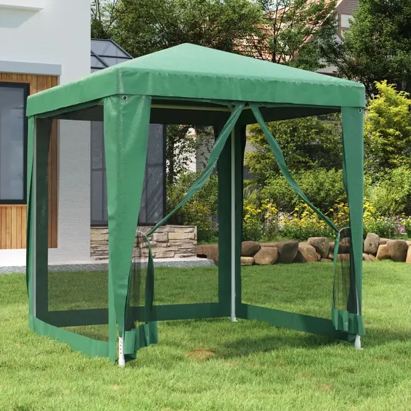 Gossi cort de petrecere cu 4 pereti din plasa, verde, 2x2 m, hdpe
