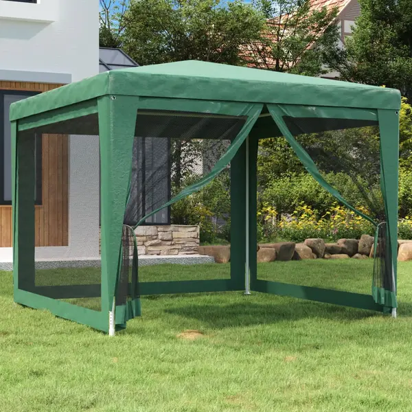 Gossi cort de petrecere cu 4 pereti din plasa, verde, 3x3 m, hdpe