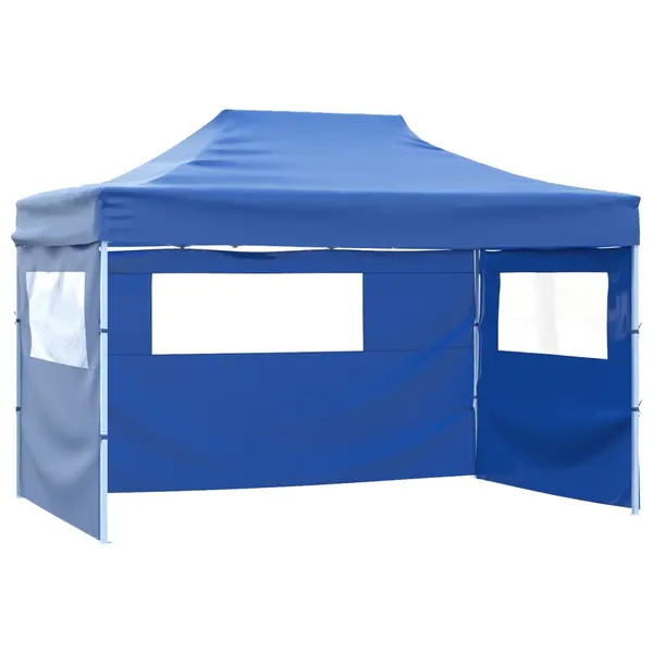 Gossi cort de petrecere pliabil cu 3 pereti, albastru, 3 x 4 m, otel