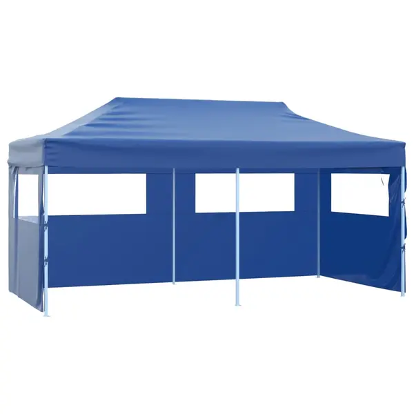 Gossi cort de petrecere pliabil cu 4 pereti, albastru, 3 x 6 m, otel