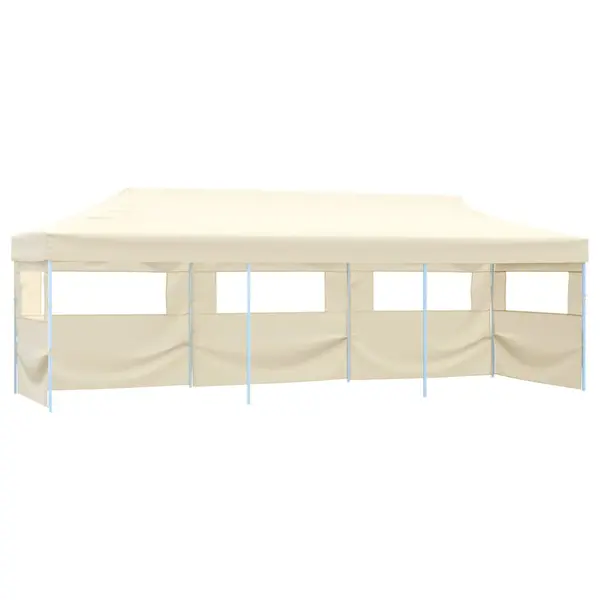 Gossi cort de petrecere pliabil cu 5 pereti laterali, crem, 3 x 9 m