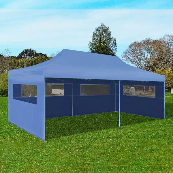 Gossi cort de petrecere pliabil de tip pop-up, albastru, 3 x 6 m