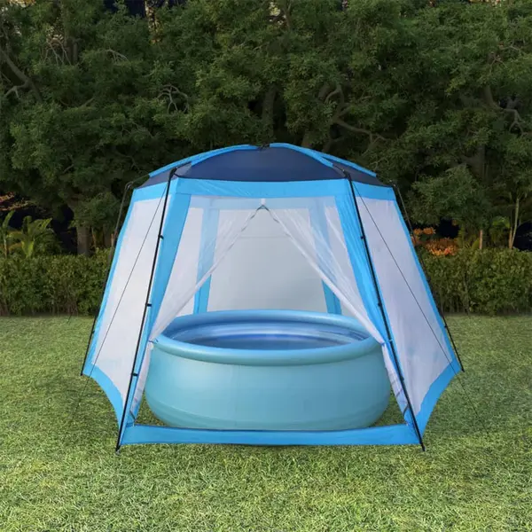 Gossi cort de piscina, albastru, 500x433x250 cm, tesatura