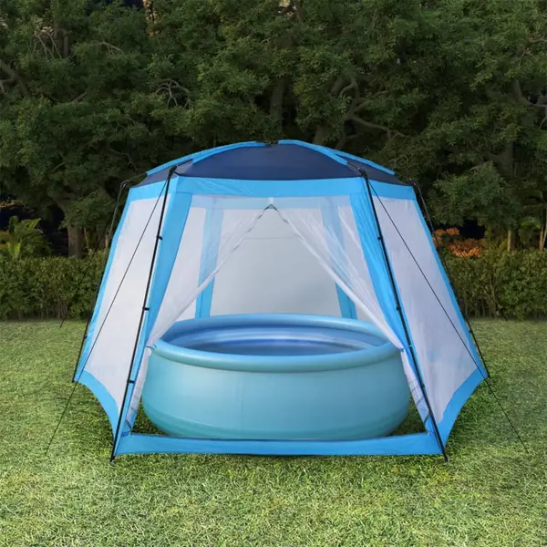Gossi cort de piscina, albastru, 590x520x250 cm, tesatura