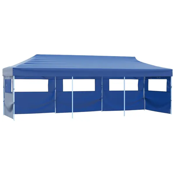 Gossi cort petrecere pliabil cu 5 pereti laterali, albastru, 3 x 9 m