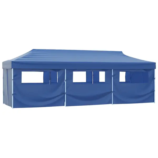 Gossi cort petrecere pliabil cu 8 pereti laterali, albastru, 3 x 9 m