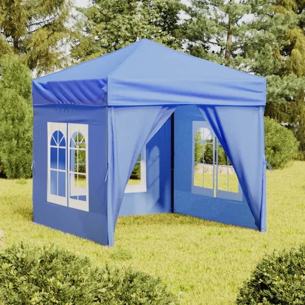 Gossi cort pliabil pentru petrecere, pereti laterali, albastru, 2x2 m
