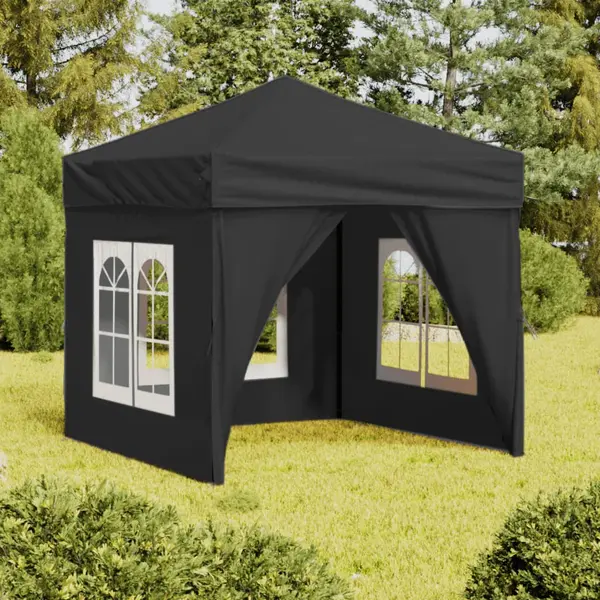 Gossi cort pliabil pentru petrecere, pereti laterali, antracit, 2x2 m