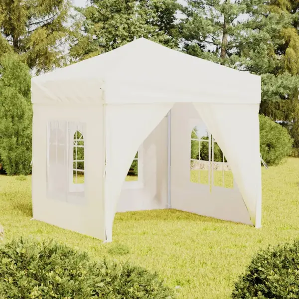 Gossi cort pliabil pentru petrecere, pereti laterali, crem, 2x2 m