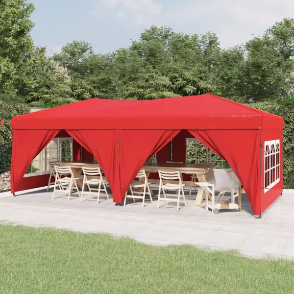 Gossi cort pliabil pentru petrecere, pereti laterali, rosu, 3x6 m