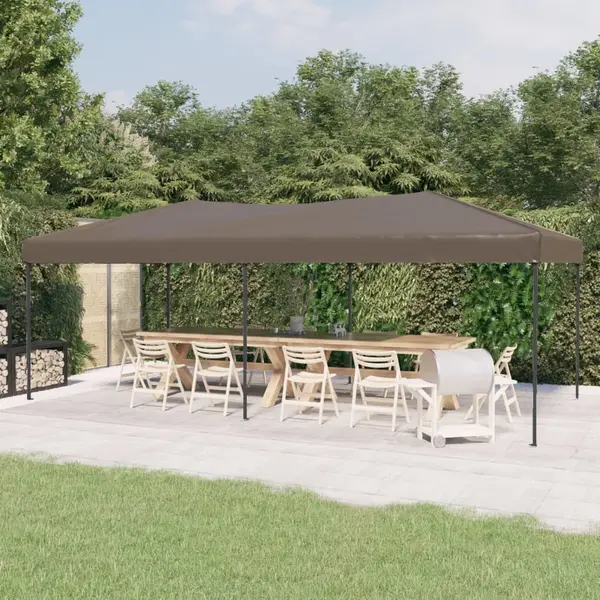 Gossi cort pliabil pentru petreceri, gri taupe, 3x6 m