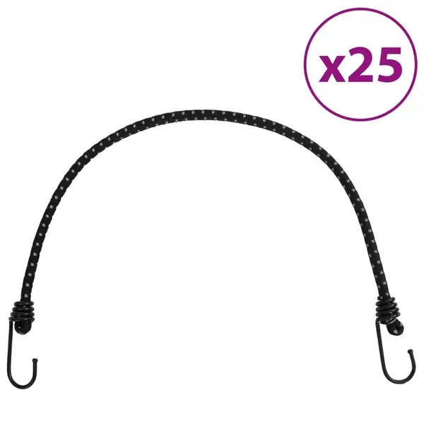 Gossi corzi elastice cu benzi reflectorizante/carlige 25 buc. 59 cm