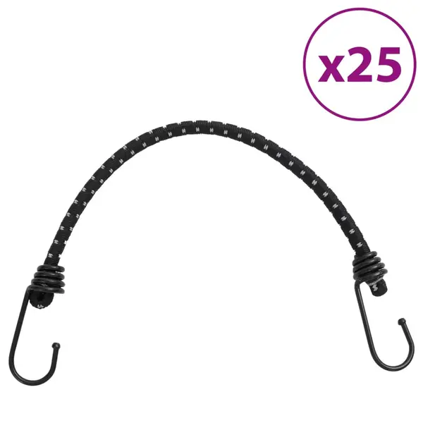 Gossi corzi elastice cu benzi reflectorizante/carlige 25 buc. 38 cm
