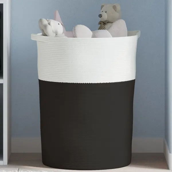 Gossi cos de depozitare, negru si alb, Ø49x65 cm, bumbac