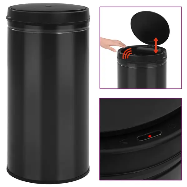 Gossi cos de gunoi automat cu senzor, 70 l, negru, otel carbon